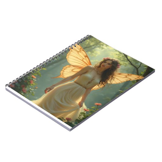 Fairy in een witte jurk in het bos notitieboek (Linkerzijde)