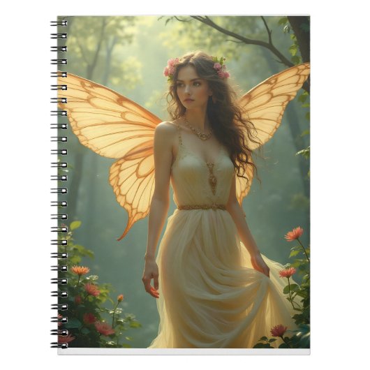 Fairy in een witte jurk in het bos notitieboek (Voorkant)