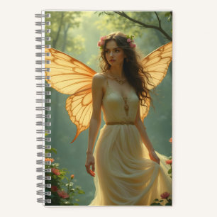 Fairy in een witte jurk in het bos notitieboek