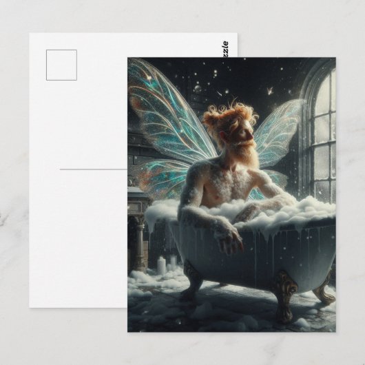 Fairy in het bad briefkaart (Voorkant / Achterkant)