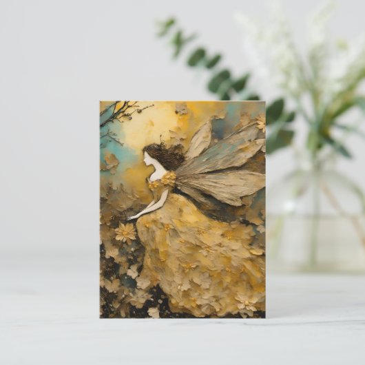 Fairy in het geel briefkaart (Staand voorkant)
