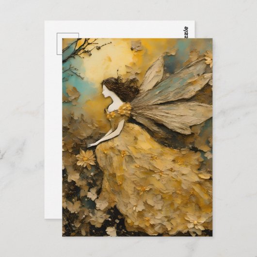 Fairy in het geel briefkaart (Voorkant / Achterkant)