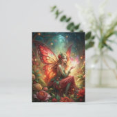 Fairy in het rood briefkaart (Staand voorkant)