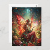 Fairy in het rood briefkaart (Voorkant / Achterkant)