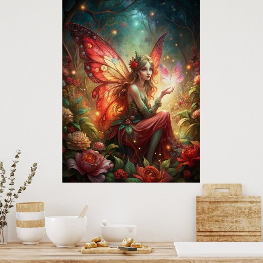 Fairy in het rood poster (Keuken)