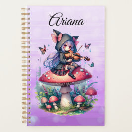 Fairy in Hoodie Viola spelen op een paddenstoel Planner