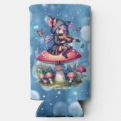 Fairy in Hoodie Viola spelen op een paddenstoel Seltzer Blikjeskoeler (Achterkant)