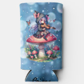 Fairy in Hoodie Viola spelen op een paddenstoel Seltzer Blikjeskoeler (Voorkant)