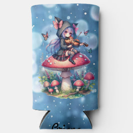 Fairy in Hoodie Viola spelen op een paddenstoel Seltzer Blikjeskoeler