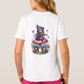 Fairy in Hoodie Viola spelen op een paddenstoel T-shirt (Achterkant)