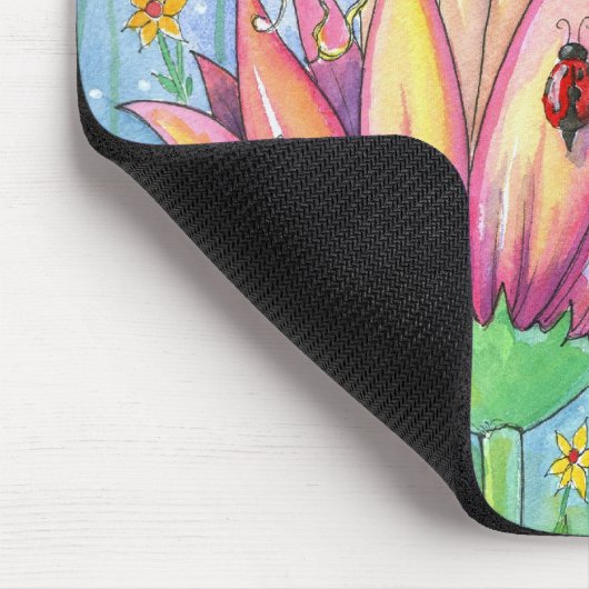 Fairy in Pink Flower Mousepad beroemd gemaakt door Muismat (Hoek)