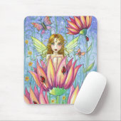 Fairy in Pink Flower Mousepad beroemd gemaakt door Muismat (Met muis)