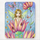 Fairy in Pink Flower Mousepad beroemd gemaakt door Muismat (Voorkant)