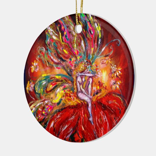 FAIRY IN RED VIBRANT RUBY KERAMISCH ORNAMENT (Links)