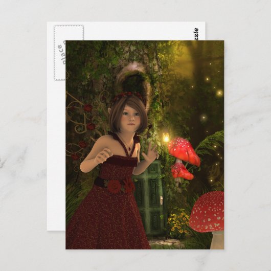 Fairy in rood Briefkaart (Voorkant / Achterkant)