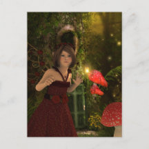 Fairy in rood Briefkaart