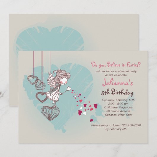 Fairy Invitation Kaart (Voorkant / Achterkant)