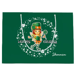 Fairy Irish Girl Custom St. Patrick's Day Large Cadeautasje