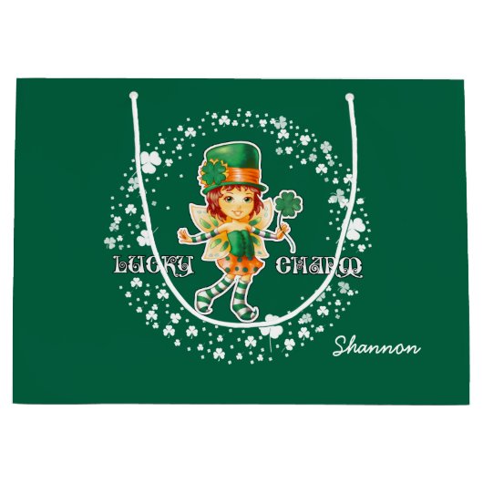 Fairy Irish Girl Custom St. Patrick's Day Large Cadeautasje (Voorkant)