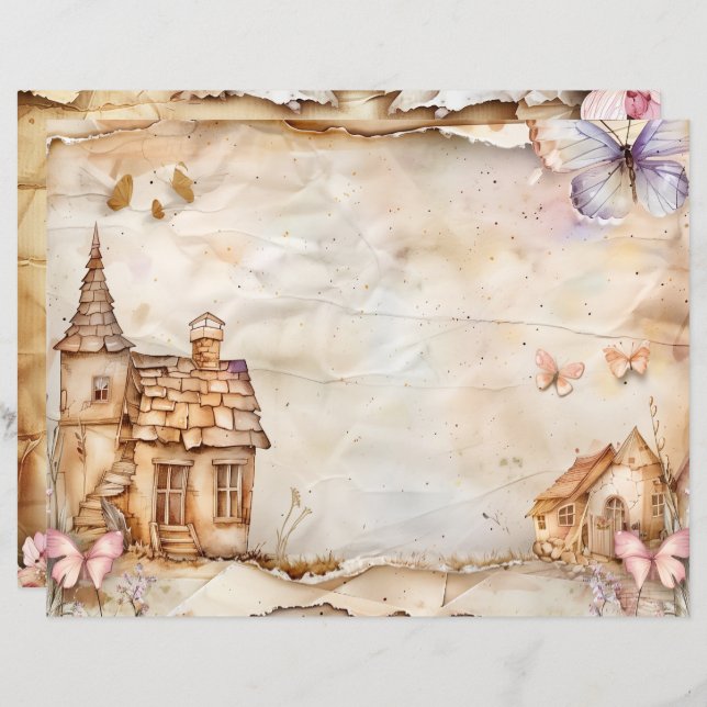  Fairy Junk Journal Scrapbook Papier (Voorkant / Achterkant)
