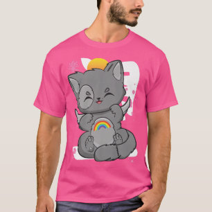 Fairy Kei met Regenboogstaart Anime Neko Pastel Go T-shirt