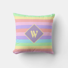 Fairy Kei Pastel Regenboog Gestreepte Monogram Kussen