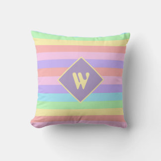 Fairy Kei Pastel Regenboog Gestreepte Monogram Kussen