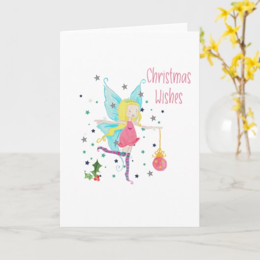 Fairy kerstkaart kaart (Gele Bloem)