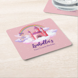 Fairy Kid's Birthday Fairytale Castle Rainbow  Kartonnen Onderzetters