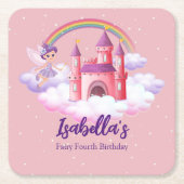 Fairy Kid's Birthday Fairytale Castle Rainbow Kartonnen Onderzetters (Voorkant)