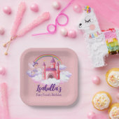 Fairy Kid's Birthday Fairytale Castle Rainbow  Papieren Bordje (Feest)