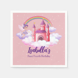 Fairy Kid's Birthday Fairytale Castle Rainbow  Servet