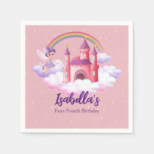 Fairy Kid's Birthday Fairytale Castle Rainbow Servet (Voorkant)