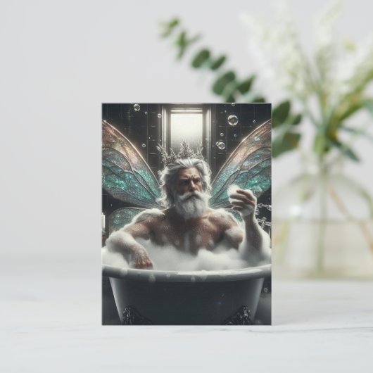 Fairy King in het bubbelbad Briefkaart (Staand voorkant)