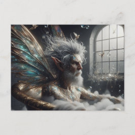 Fairy King neemt een bad in een gouden bad Briefkaart