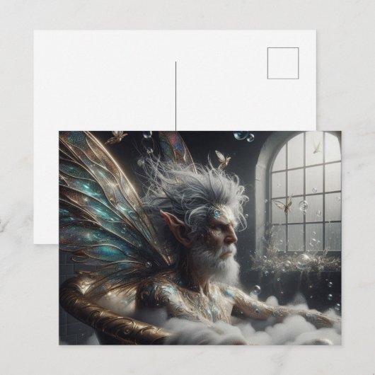 Fairy King neemt een bad in een gouden bad Briefkaart (Voorkant / Achterkant)