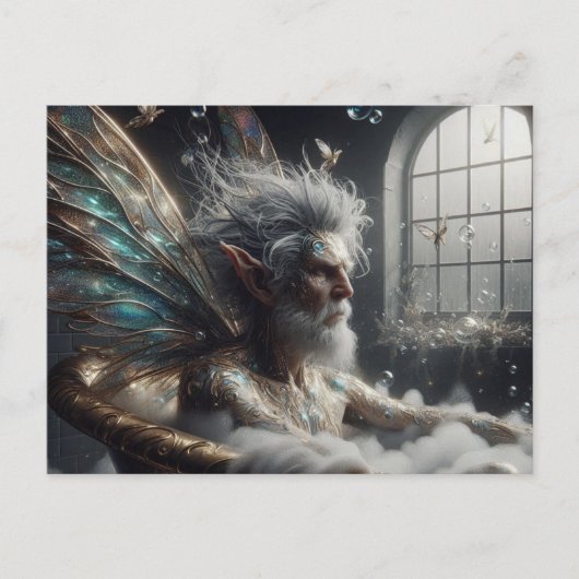 Fairy King neemt een bad in een gouden bad Briefkaart (Voorkant)