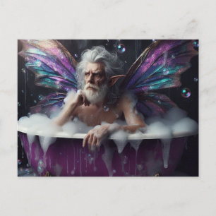 Fairy King neemt een bad in Paarse bad Briefkaart