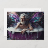 Fairy King neemt een bad in Paarse bad Briefkaart (Voorkant / Achterkant)