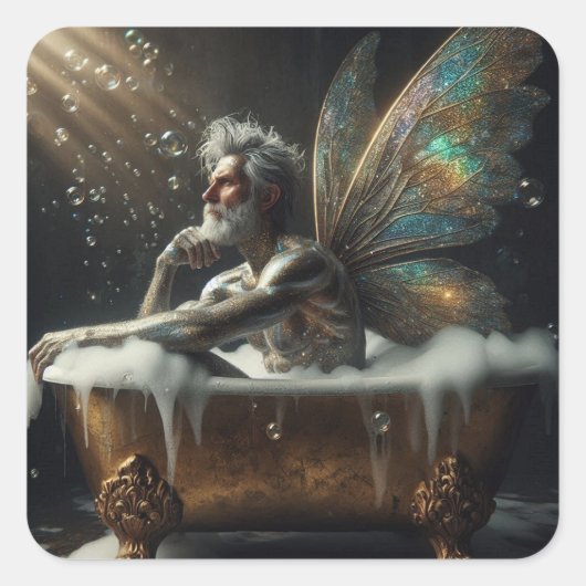 Fairy King neemt een bad Vierkante Sticker (Voorkant)