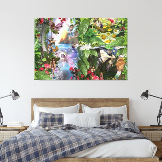 Fairy Kingdom forest dreamland fantasy verhalen Canvas Afdruk (Insitu (Slaapkamer))