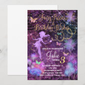 Fairy Kisses en Birthday Wishes Invitation Kaart (Voorkant / Achterkant)
