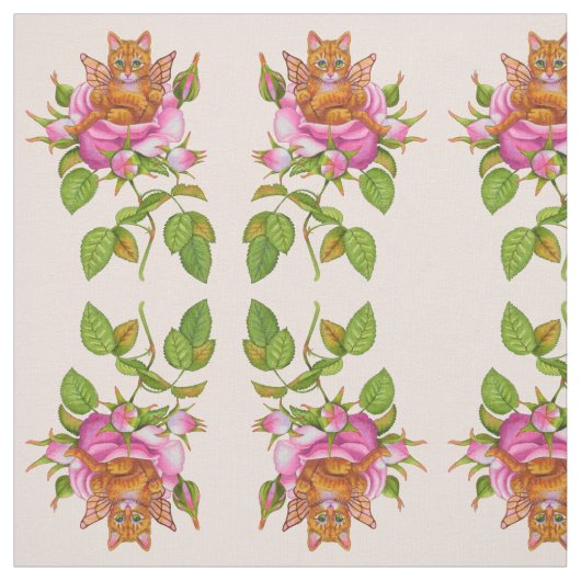 Fairy Kitten Resting in Roos Stof (Swatch)