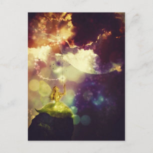 Fairy komt van de maan naar een prinses briefkaart
