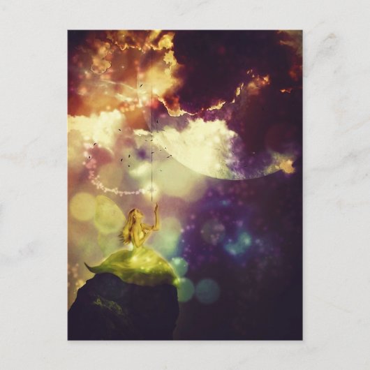 Fairy komt van de maan naar een prinses briefkaart (Voorkant)