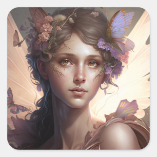 Fairy Lady Fantasy Art Vierkante Sticker