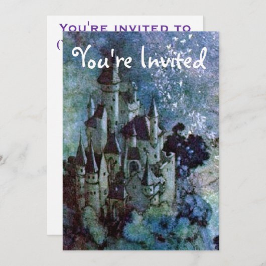 Fairy Land Castle Invitation Kaart (Voorkant / Achterkant)