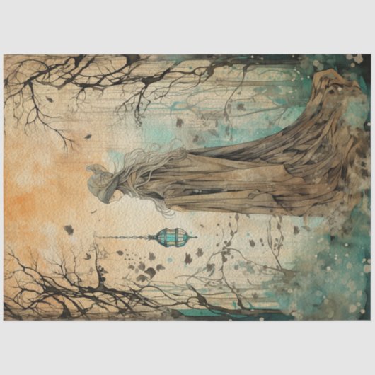 Fairy Land Lente Bos Whimsical Witch No1 Tissuepapier (Voorkant)