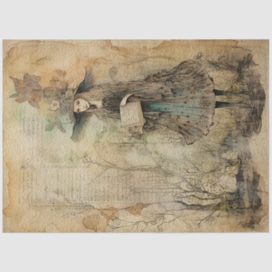 Fairy Land Lente Bos Whimsical Witch No3 Tissuepapier (Voorkant)