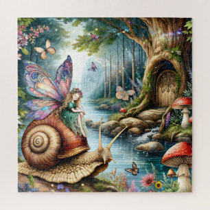 Fairy Land met schattige slak en vlinders Legpuzzel